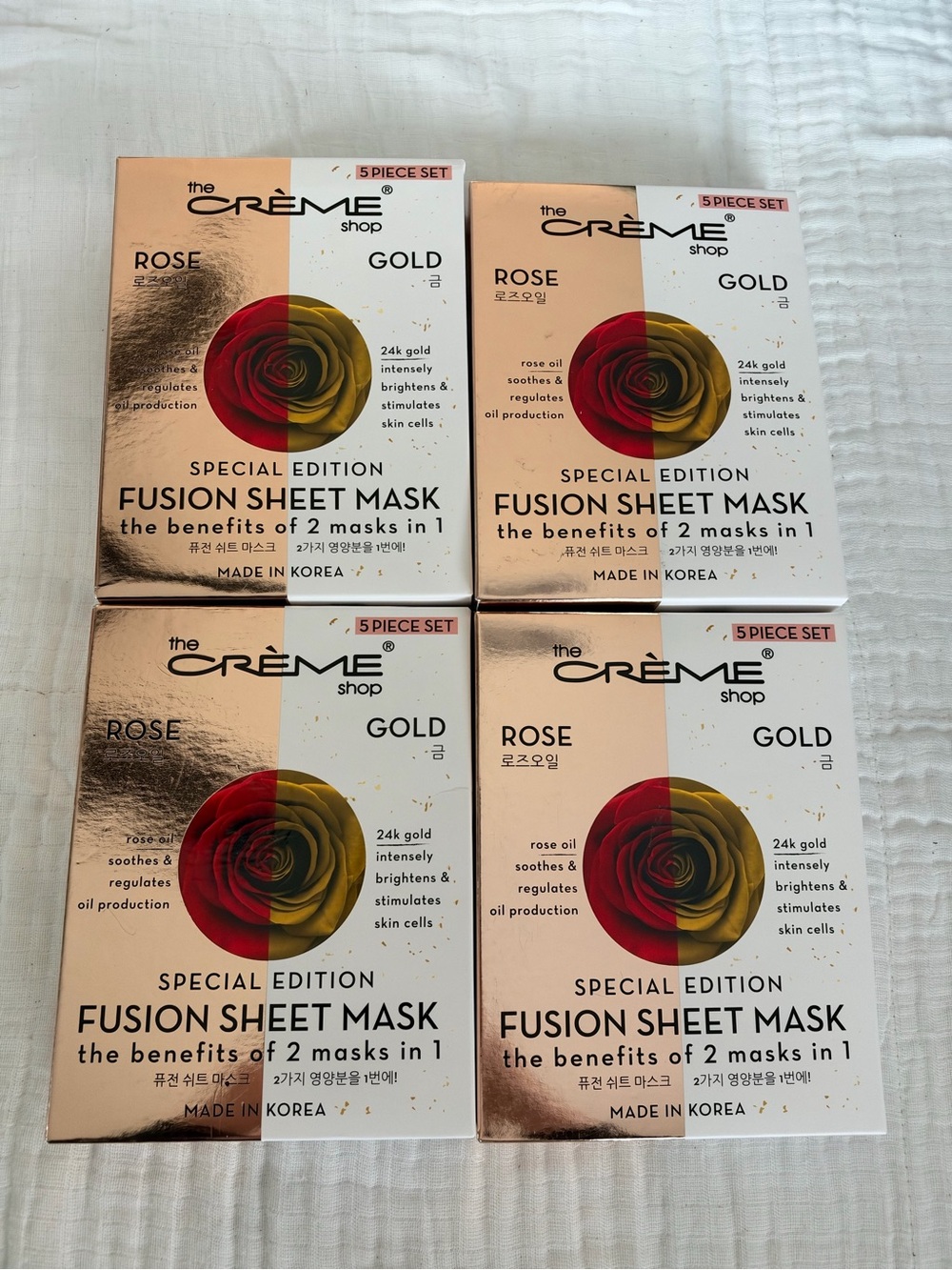 NIB The Crème Shop Fusion Essence Sheet Masks 4 Box Bundle